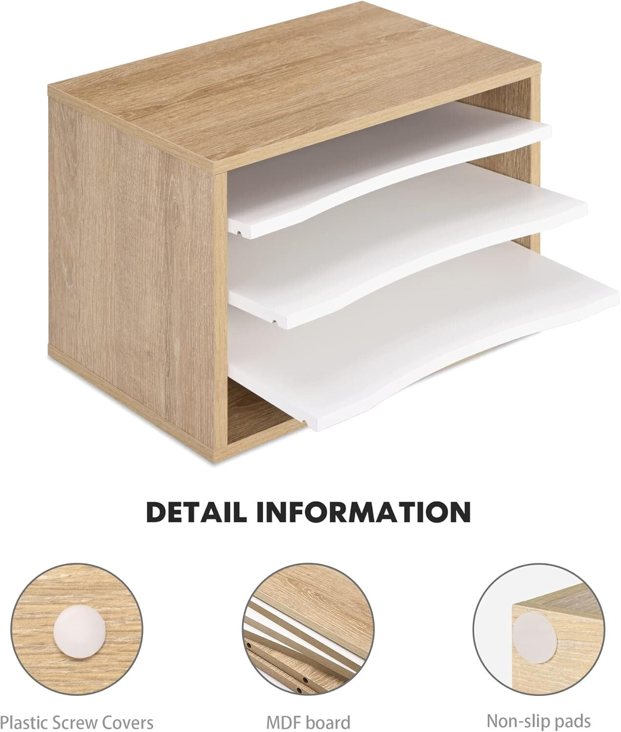 Versatile Wooden 4-Tier Desktop Paper Sorter – Easy Assembly for Office Spaces