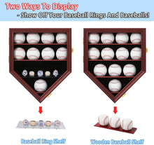 Load image into Gallery viewer, Wall-Mounted Baseball Display Case to Showcase 12 Balls &amp; 5 Championship Rings