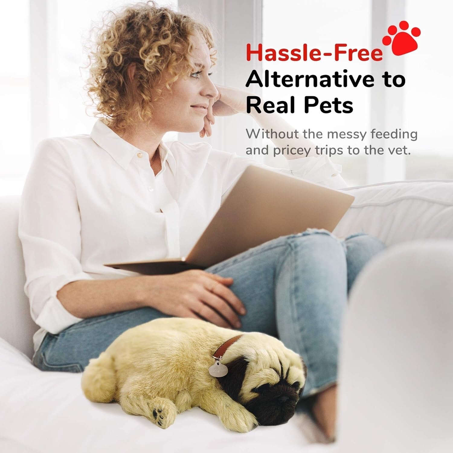 Battery-Operated Interactive Pug Puppy for Kids and Seniors - Perfect Companion