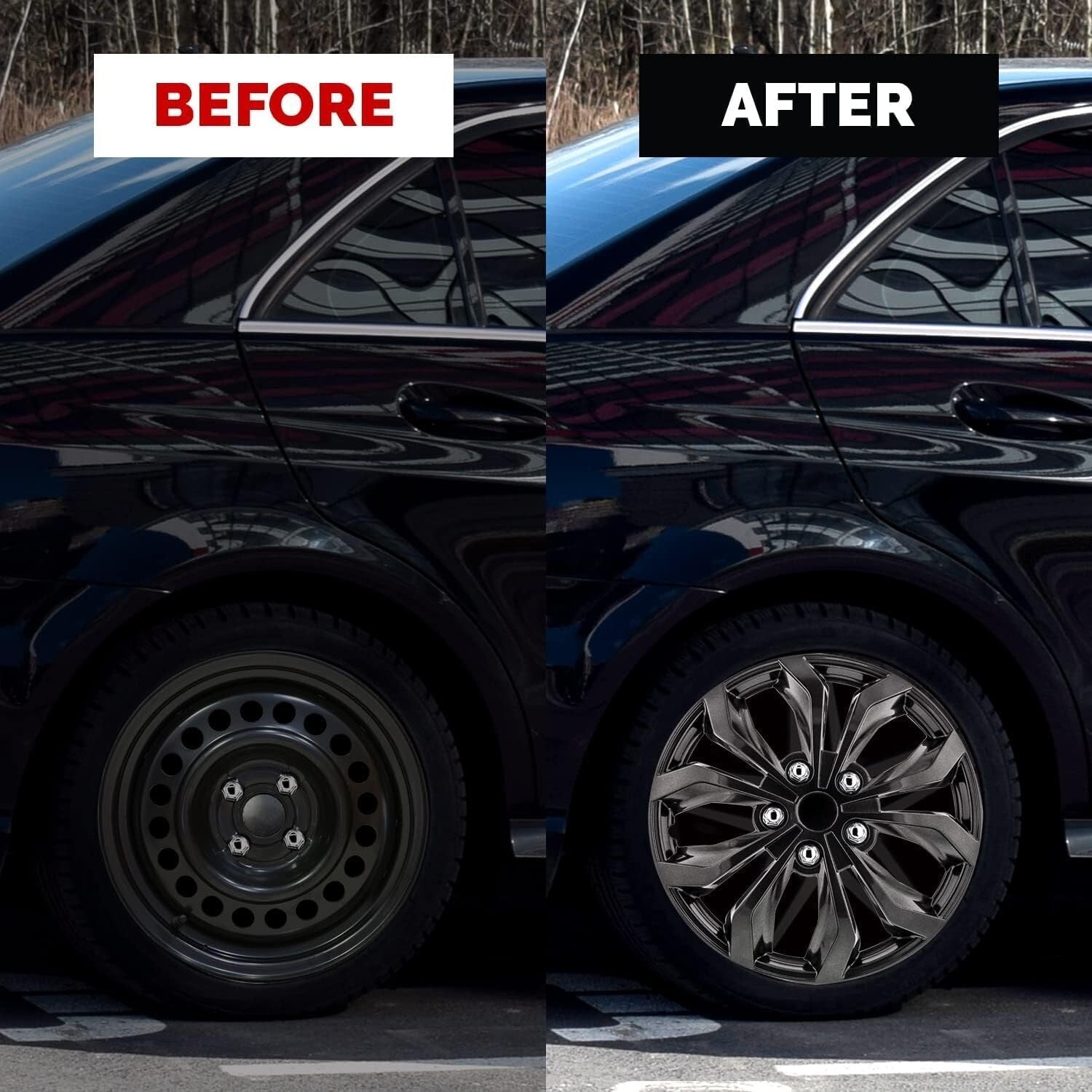 Durable 15-Inch Universal Hubcaps – Spyder Gunmetal Grey Fit for All Vehicles