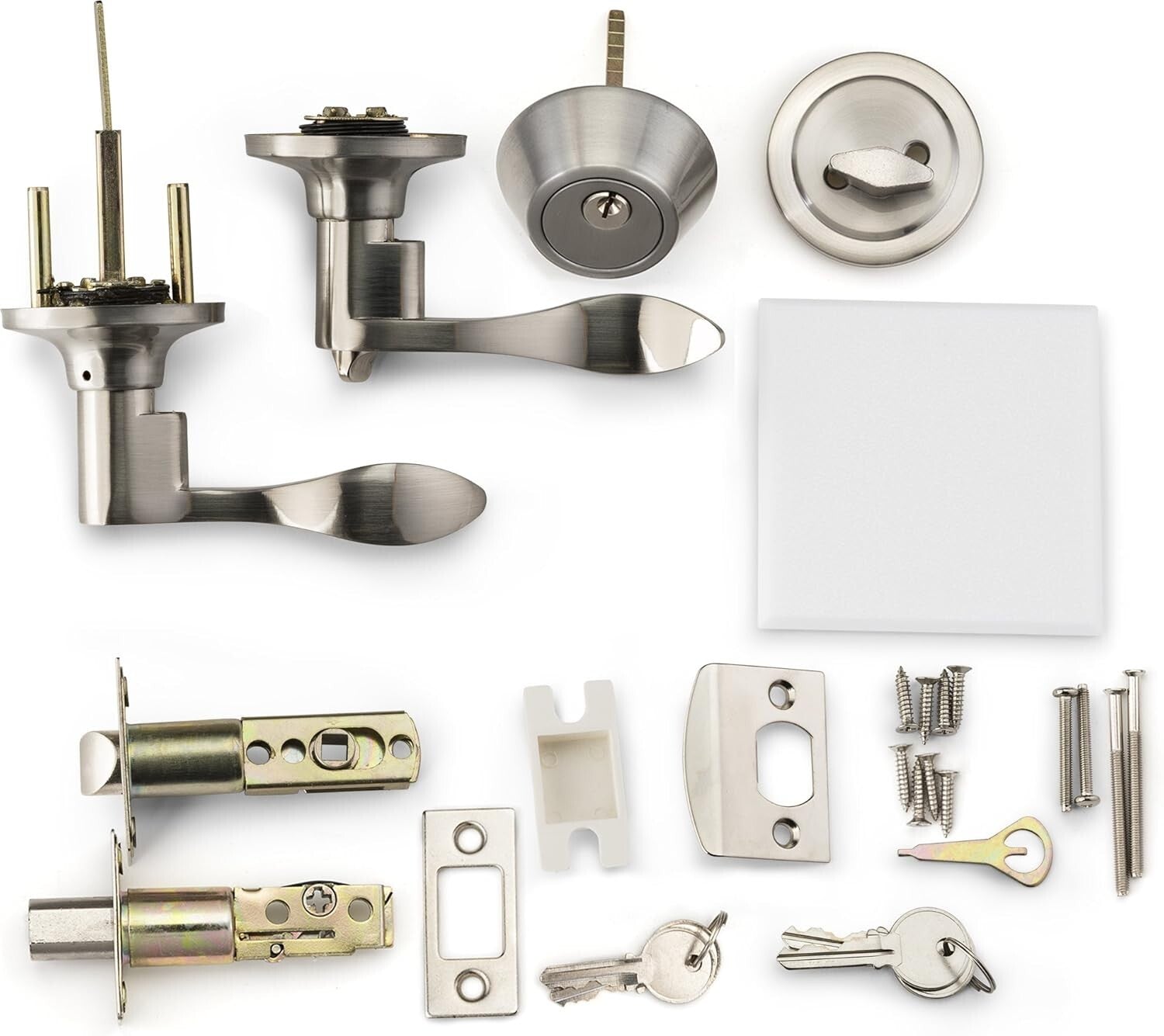 Alloy Steel Reversible Lever Handle & Adjustable Deadbolt Set in Satin Finish