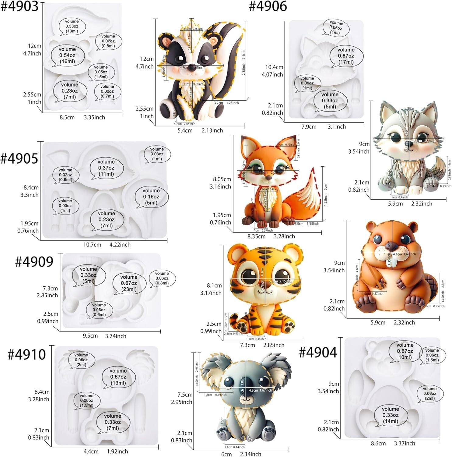 Food-Grade Woodland Animal Cake Topper Molds - Perfect for Kids' Parties