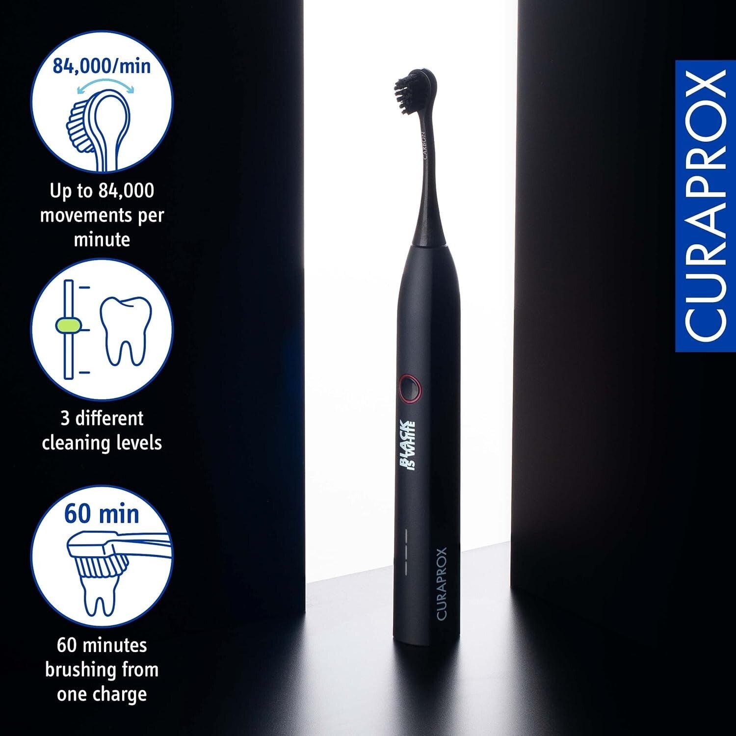 Hydrosonic Electric Toothbrush with Timer, Charger & Travel Case - Black & White