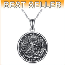 Load image into Gallery viewer, Sterling Silver Saint Michael Pendant Necklace - Blessed Religious Jewelry Gift