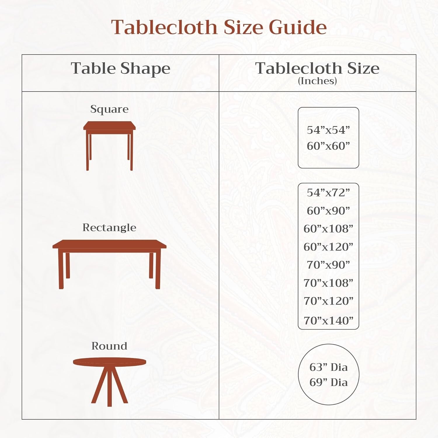 Round Cotton Tablecloth 63 Inches - Elegant Kashmir Paisley for All Occasions