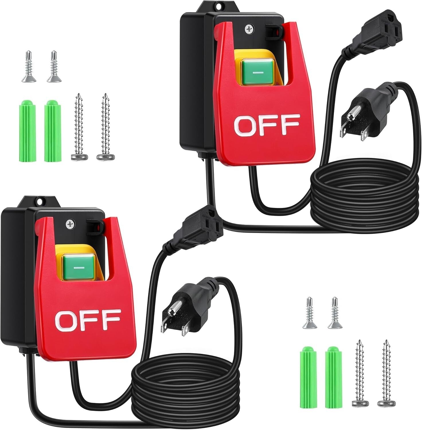 Safety Switch 2-Pack: 120V Router Table Toggle with Large Emergency Paddle