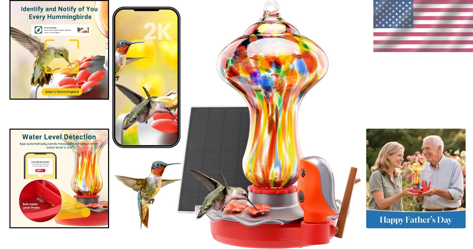 AI-Powered Hummingbird Feeder with Leakproof Design & Instant Alerts - 150° View