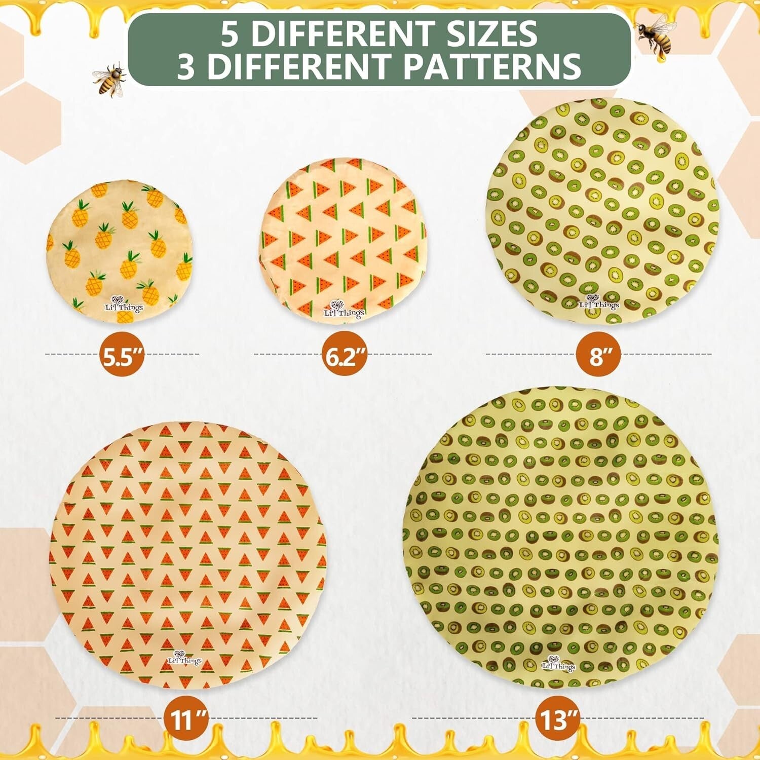 Fruity Theme Beeswax Food Covers - Elastic, Reusable, and Eco-Friendly Solution