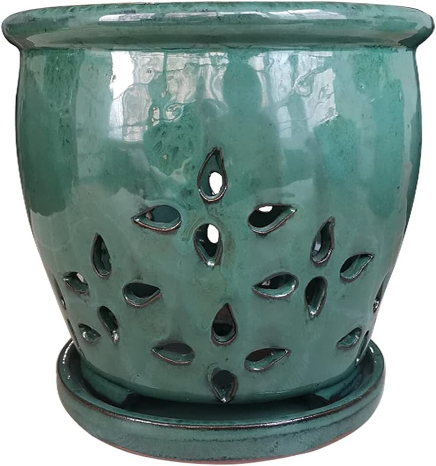 Attractive Polished Ceramic 7-Inch Planter with Drainage - Ideal for Windowsills