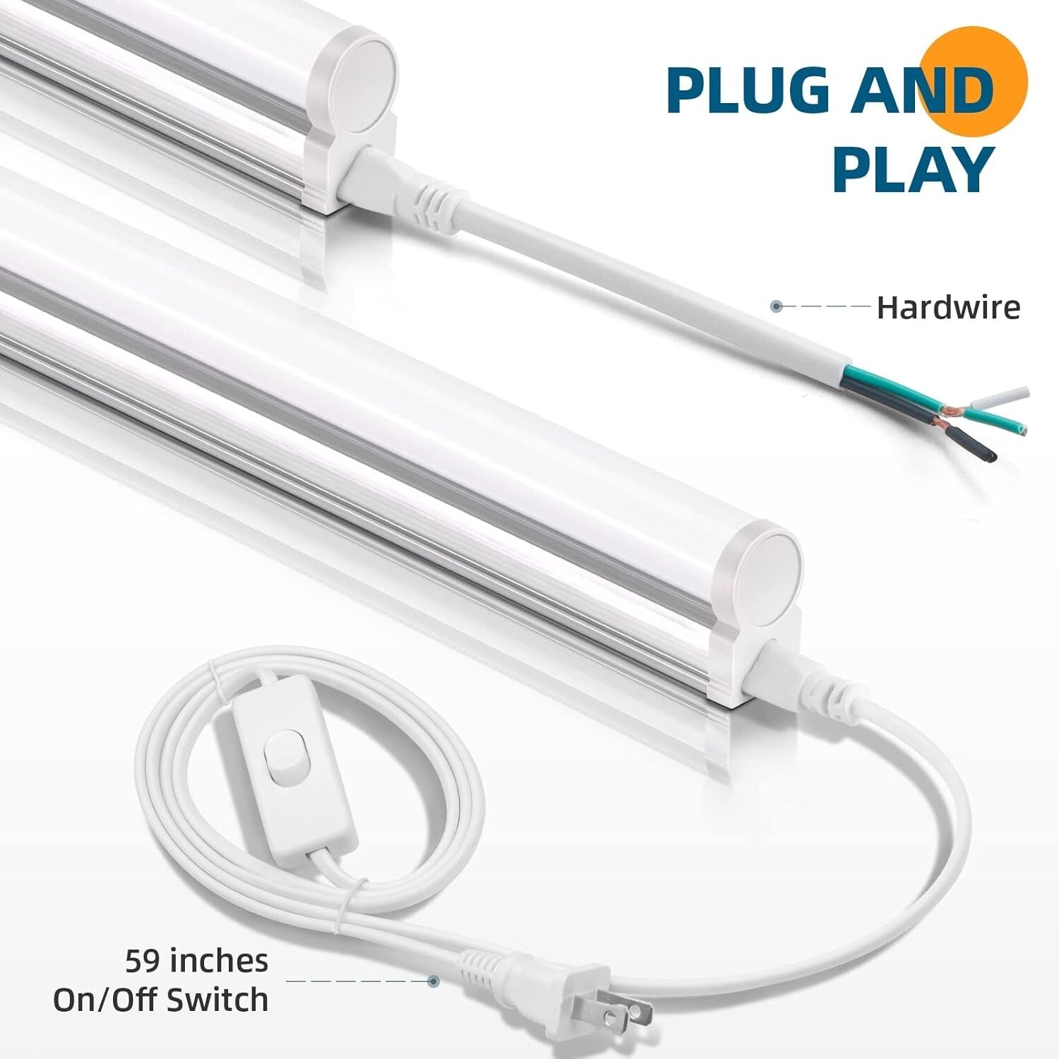 Durable T5 4FT LED Utility Light - 5000K Daylight White, 6 Pack with Accessories