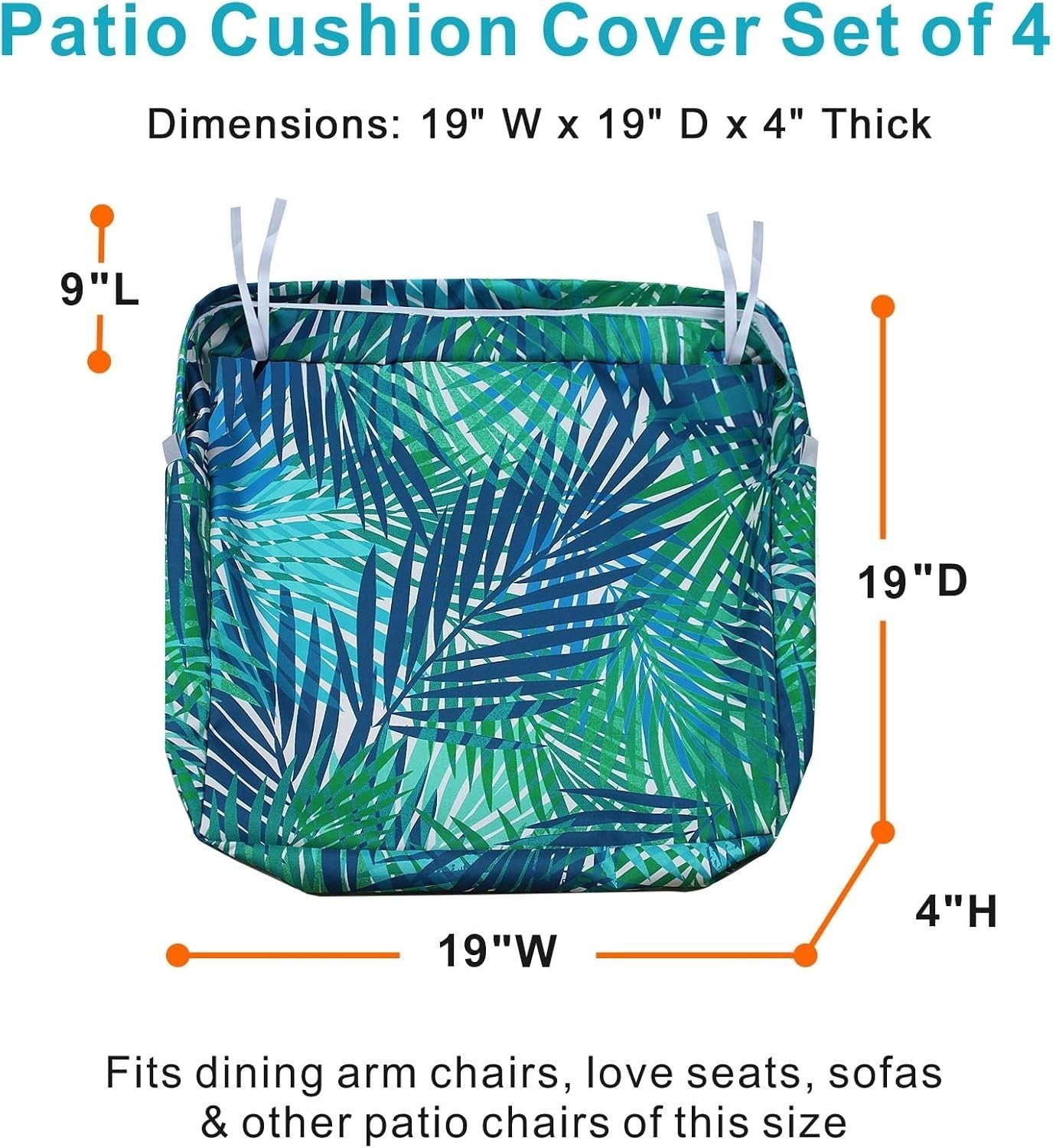 Waterproof Tropical Leaf Cushion Slipcovers Set of 4 - Outdoor Chair Protection