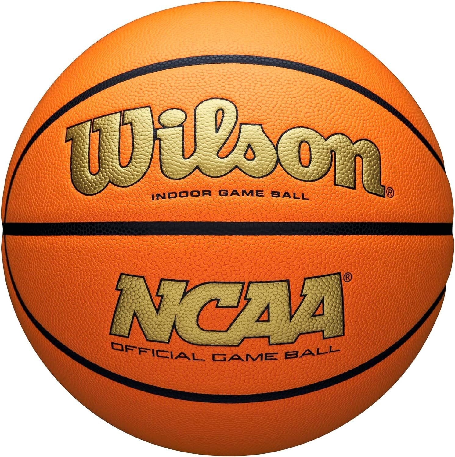 Elite NCAA Indoor Game Basketball - Size 7, Moisture-Managed Grip, Gold/Orange