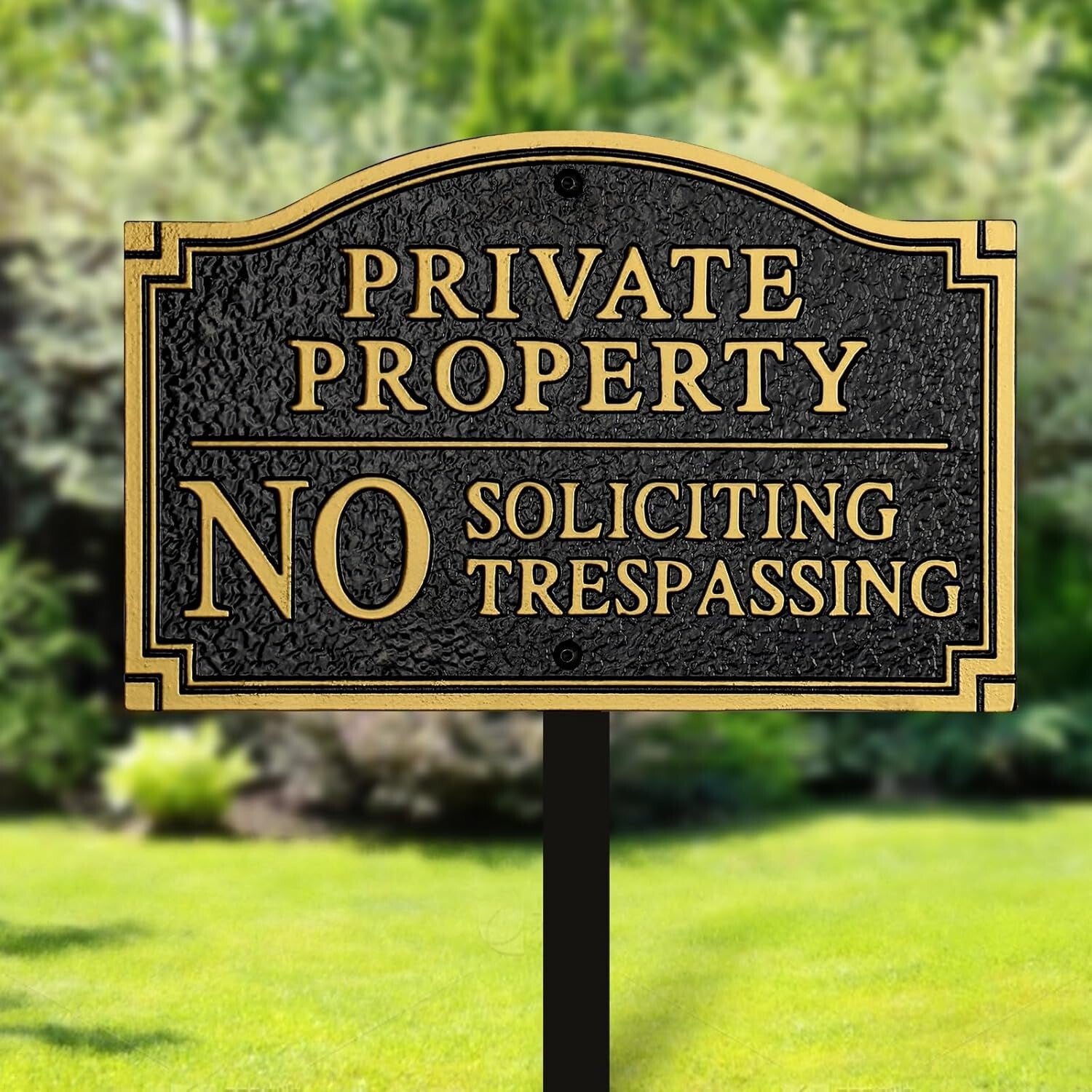 Classic Metal No Soliciting Sign – Embossed with Stainless Mounting Kit Included