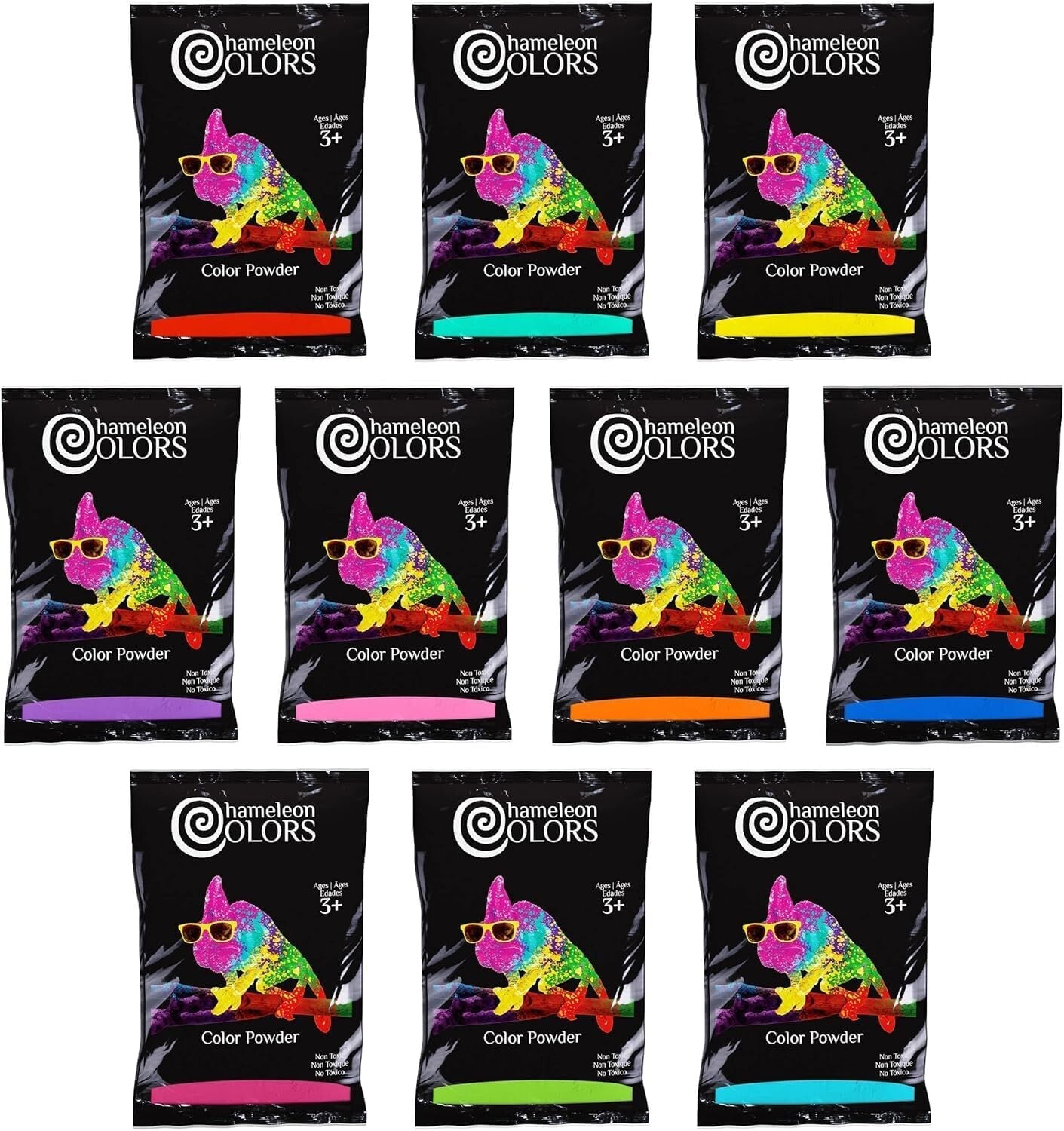 10-Pack 1 lb Non-Toxic Rainbow Color Powder for Vibrant Events and Celebrations