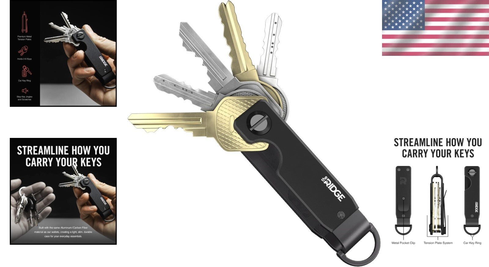 Sleek Aluminum Key Organizer - Lightweight Design for 2-6 Keys with Pocket Clip
