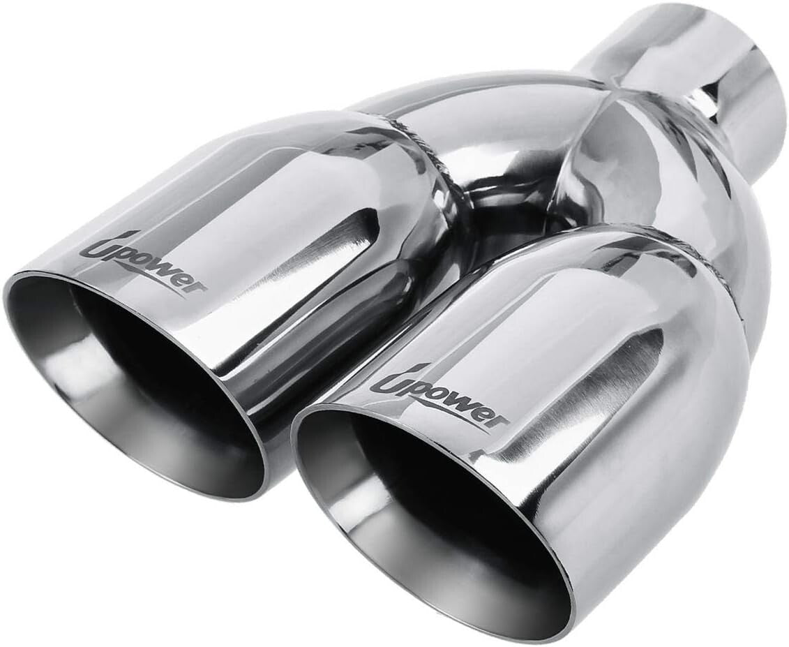 Premium 2.5" to 3.5" Dual Exhaust Tip - Polished 304 Stainless Steel Tailpipe