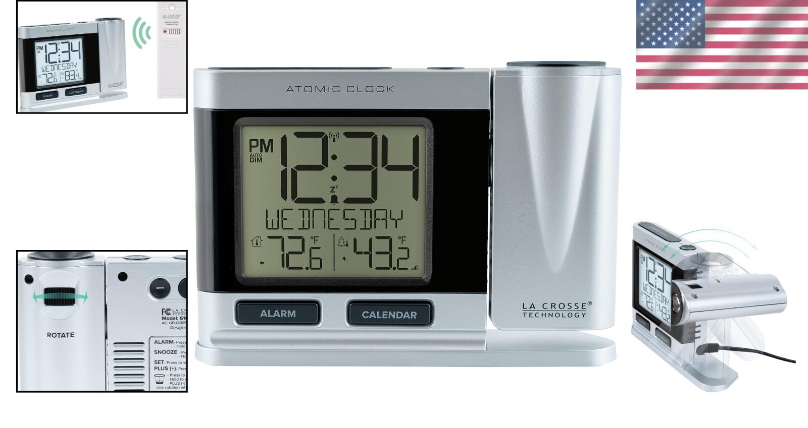 Stylish Atomic Projection Clock with Temperature Display for Effortless Viewing