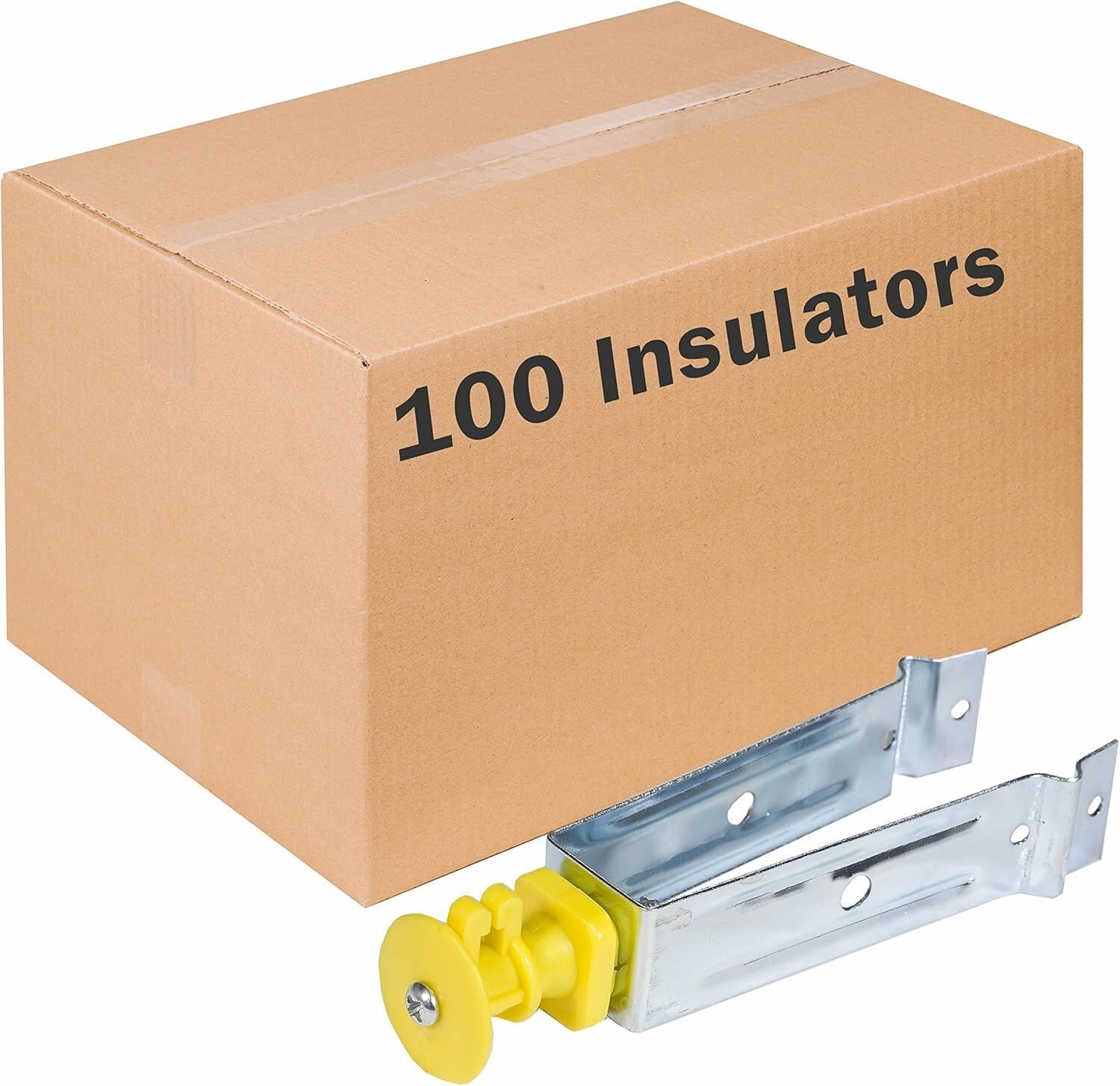 Durable Plastic Chainlink Insulators - Yellow, 4.5” Extension, 10 per Bag