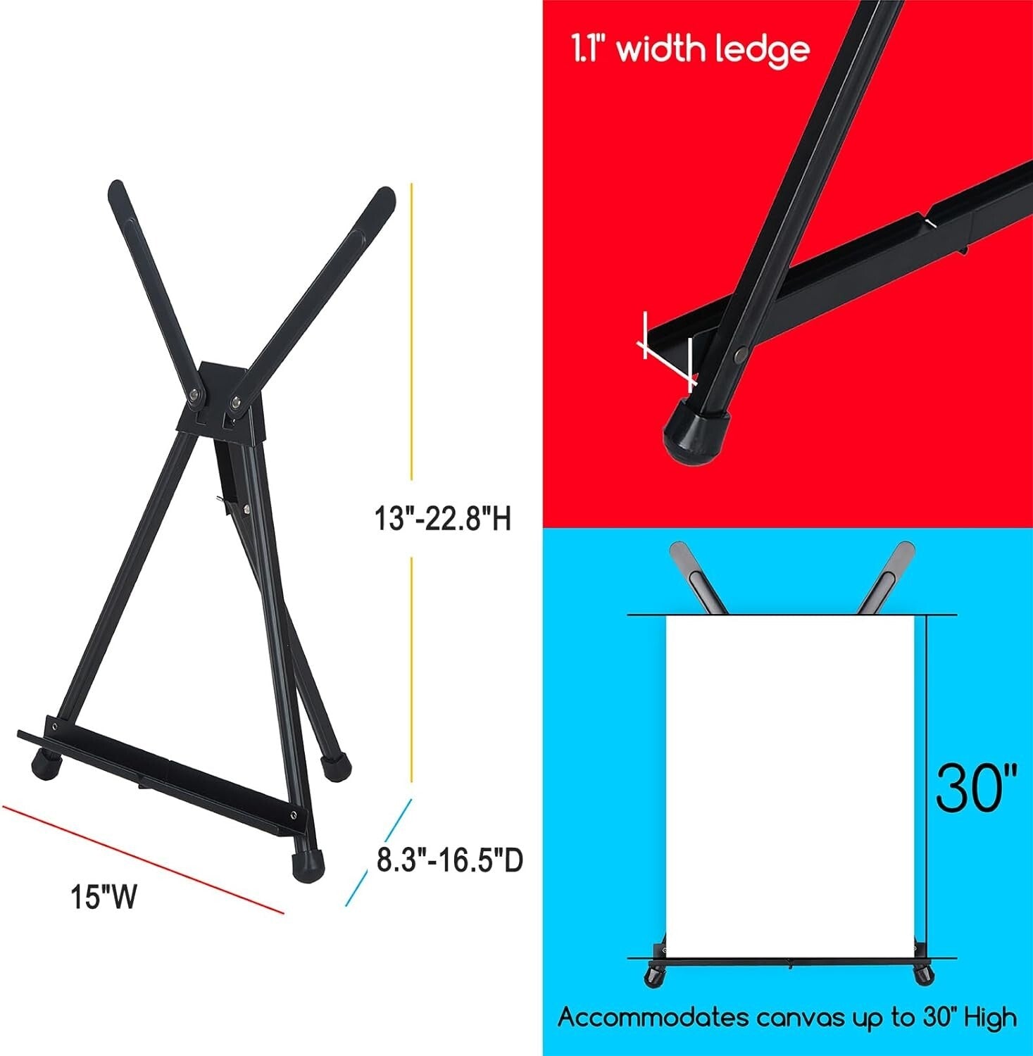 Lightweight Collapsible Tabletop Easel for Artists – Holds Canvas up to 22x24"