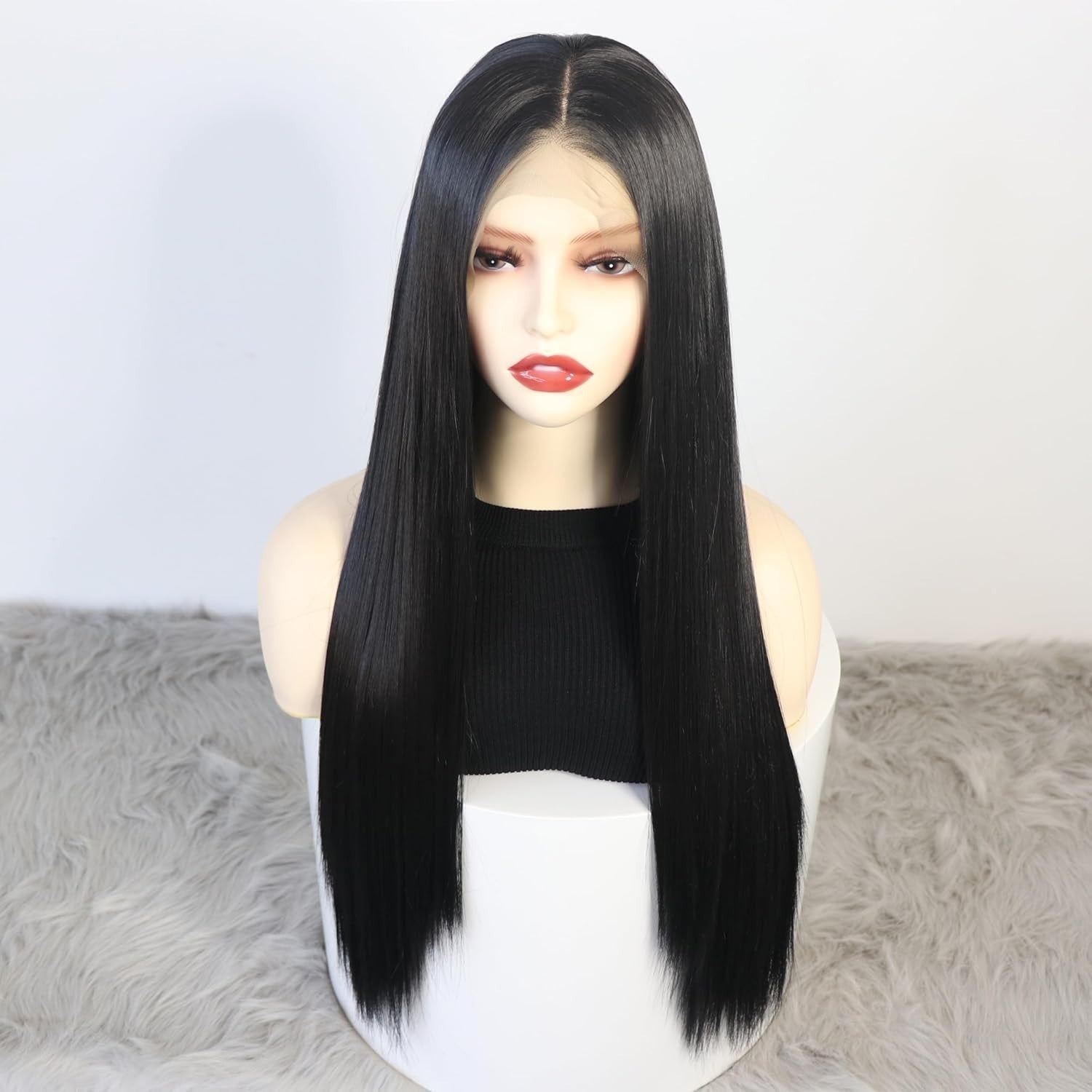 Adjustable 24-Inch Long Straight Synthetic Wig - Comfortable and Chic