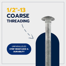 Load image into Gallery viewer, 1/2" x 16" Heavy-Duty Carriage Bolt Kit - Galvanized with 25 Washers &amp; Nuts
