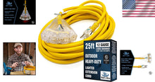 Load image into Gallery viewer, Flexible 25 ft SJTW Extension Cord - 12 Gauge, 3 Outlets, Perfect for Appliances