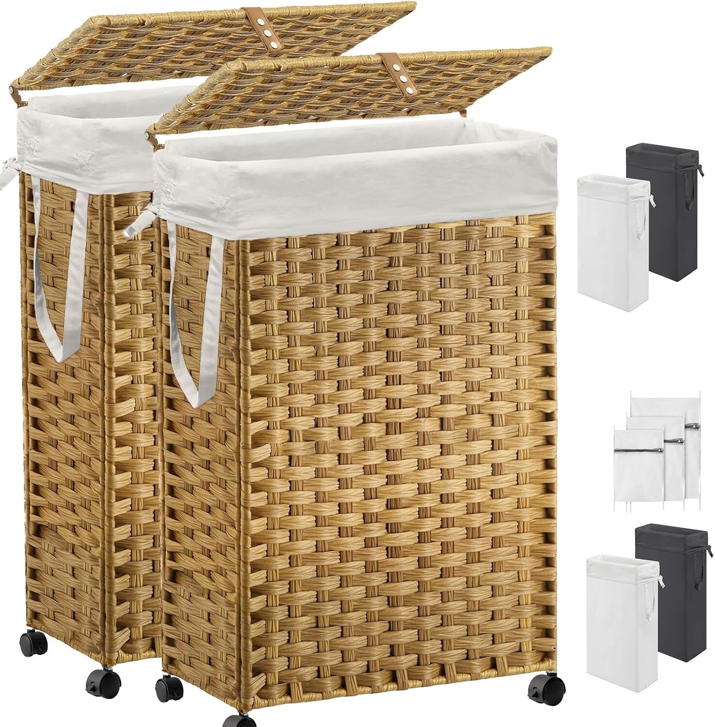 Foldable Wheeled Laundry Hamper with 3 Mesh Bags – Perfect for Delicates