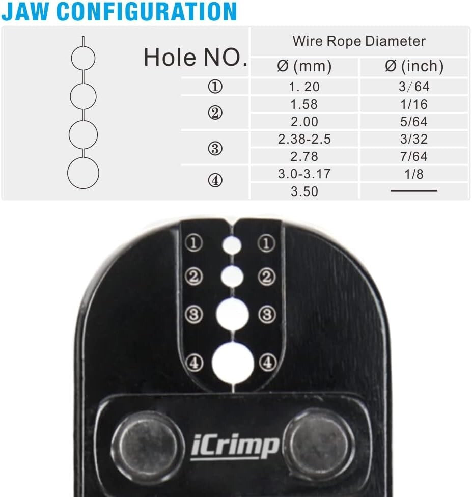 Professional Wire Rope Crimp Tool & Cutting Kit for DIY Projects, Blue/Orange