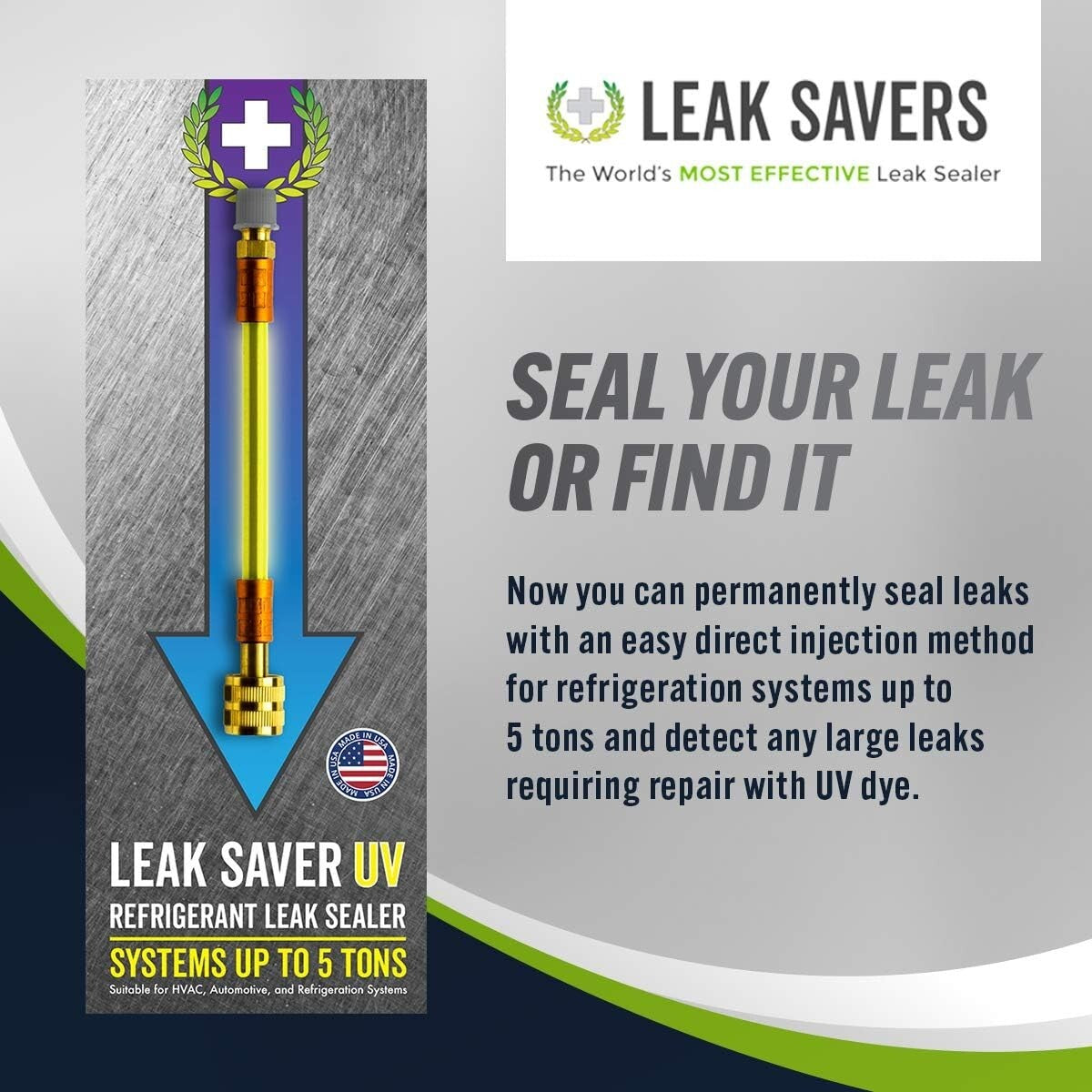 Direct Inject UV Refrigerant Leak Sealer with Dye - Compatible with All Systems