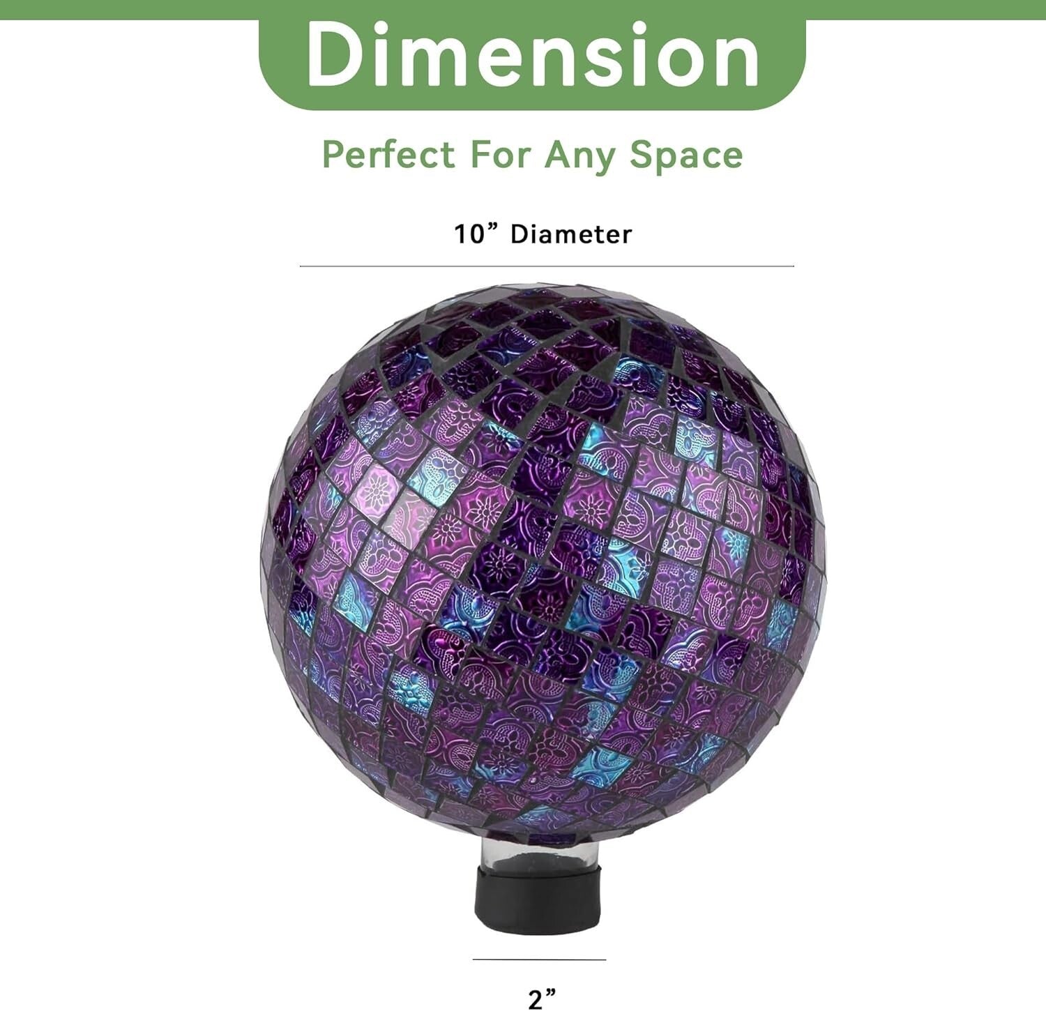 Enchanting Mosaic Gazing Ball - Holographic 10” Centerpiece for Outdoor Beauty