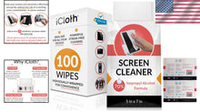Load image into Gallery viewer, Screen Safe Cleaning Wipes - 100 Pre-Moistened, Lint-Free, 70% Isopropyl Alcohol