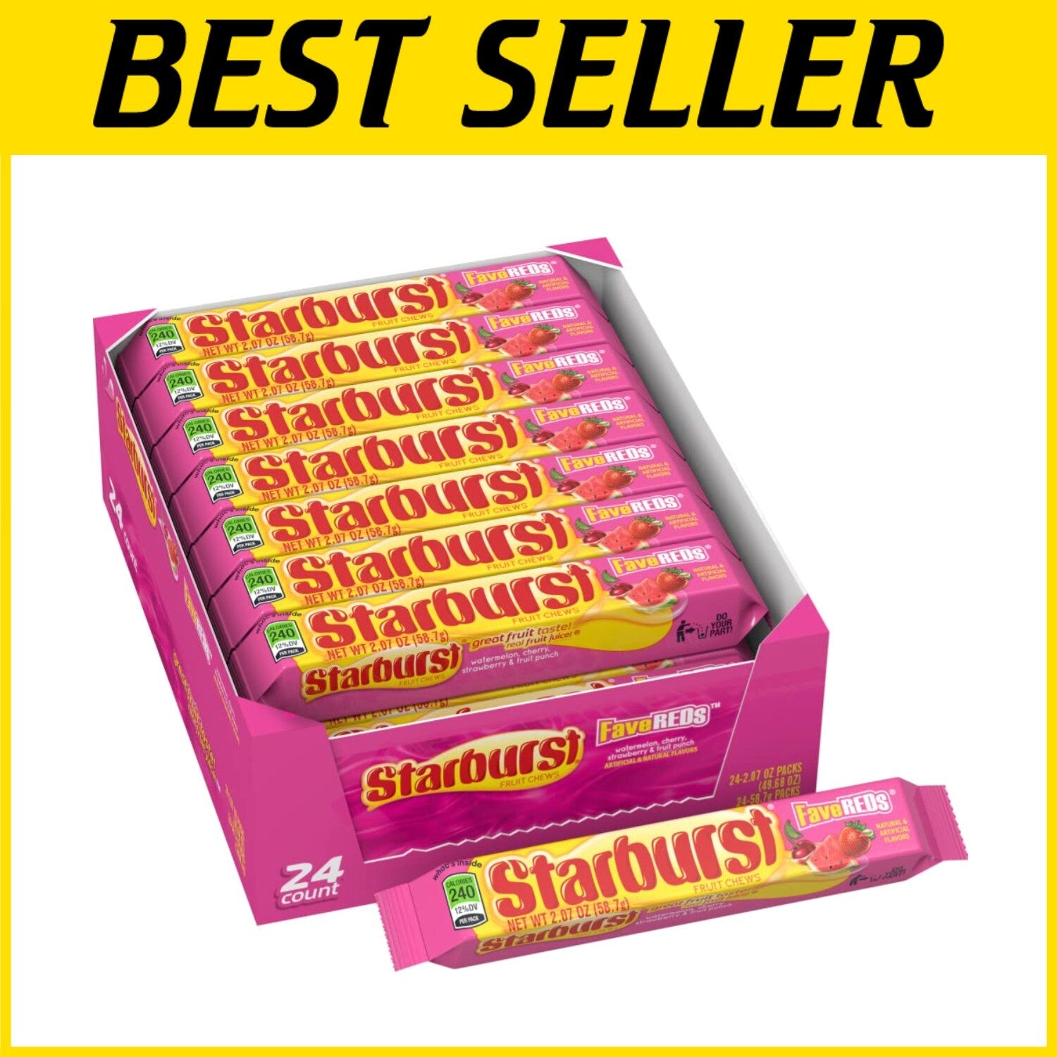 Bulk Pack FaveREDS Chewy Candy - Perfect Party and Sharing Delight, 24 Packs