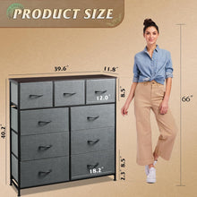 Load image into Gallery viewer, Tall Chest Organizer with 9 Spacious Drawers - Durable Fabric and Steel Frame