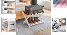 Load image into Gallery viewer, Elegantly Foldable Bamboo Luggage Rack with Upgraded 5 Nylon Straps, 1 Pc