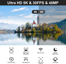 Load image into Gallery viewer, 5K Video Camera with 48MP Resolution &amp; Night Vision for YouTube Vlogging