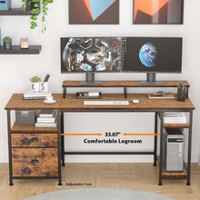 Load image into Gallery viewer, Versatile 61" Computer Desk with Shelves and File Drawer - Home Office Essential