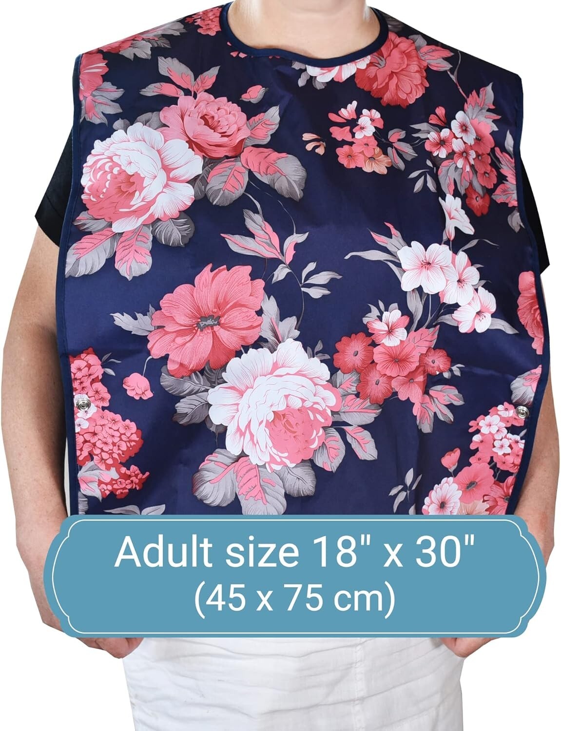 Extra Coverage Adult Bib Set - 6 Waterproof Reusable Bibs with Stylish Designs