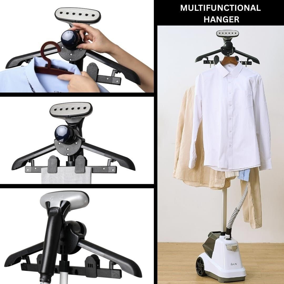 Powerful 1800W Full-Size Garment Steamer with 90 Min Steam & Adjustable Hanger