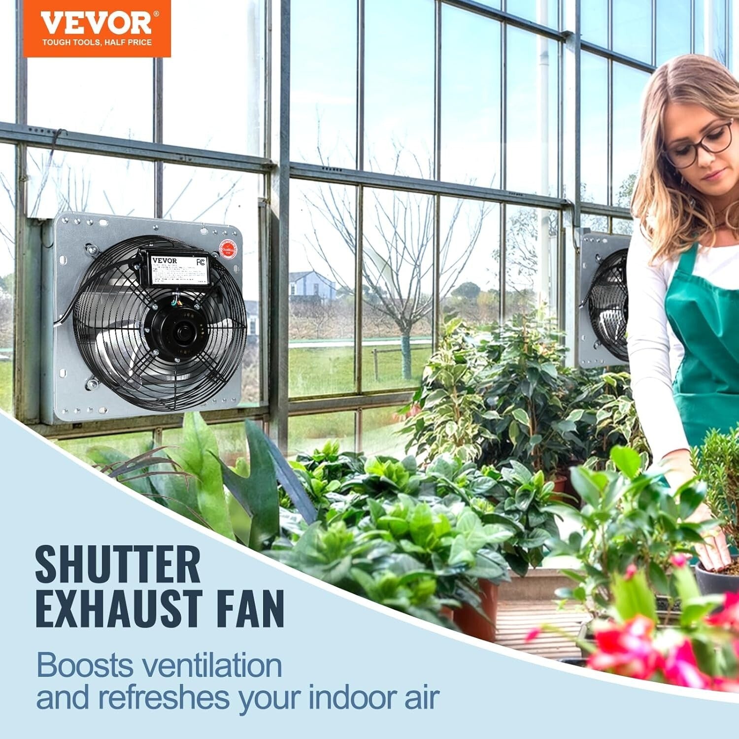 16 Inch High Airflow Shutter Exhaust Fan - Efficient Cooling for Home and Work