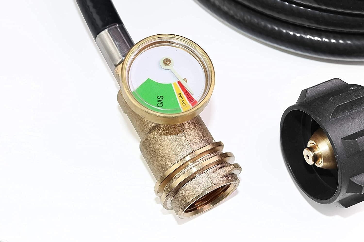 12-foot Heavy-Duty Propane Hose with Built-In Gauge for Outdoor Appliances