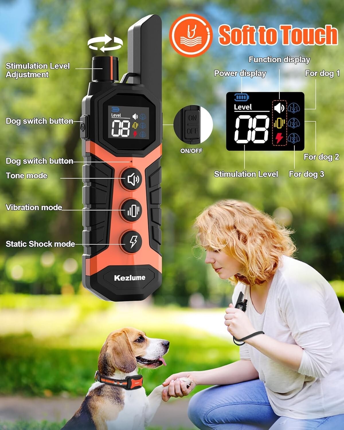 4000FT Dog Training Collar with Remote - Safe Shock E-Collar for All Breeds