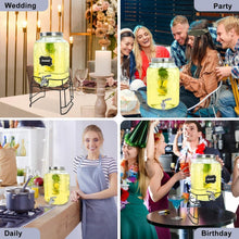 Load image into Gallery viewer, Transparent Glass Beverage Dispenser with Stand &amp; Chalkboard Label - 2 Gallons