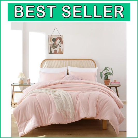 Elegant Blush Queen Comforter Set - 3pc Boho Soft Bedding for All Seasons