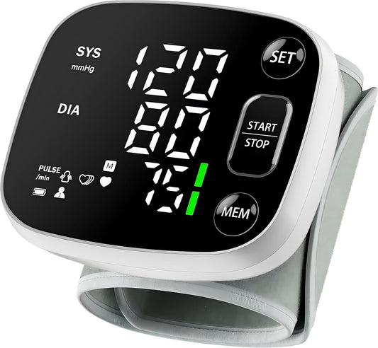 Voice Broadcast Wrist BP Monitor with 240 Readings - Rechargeable & Easy to Use