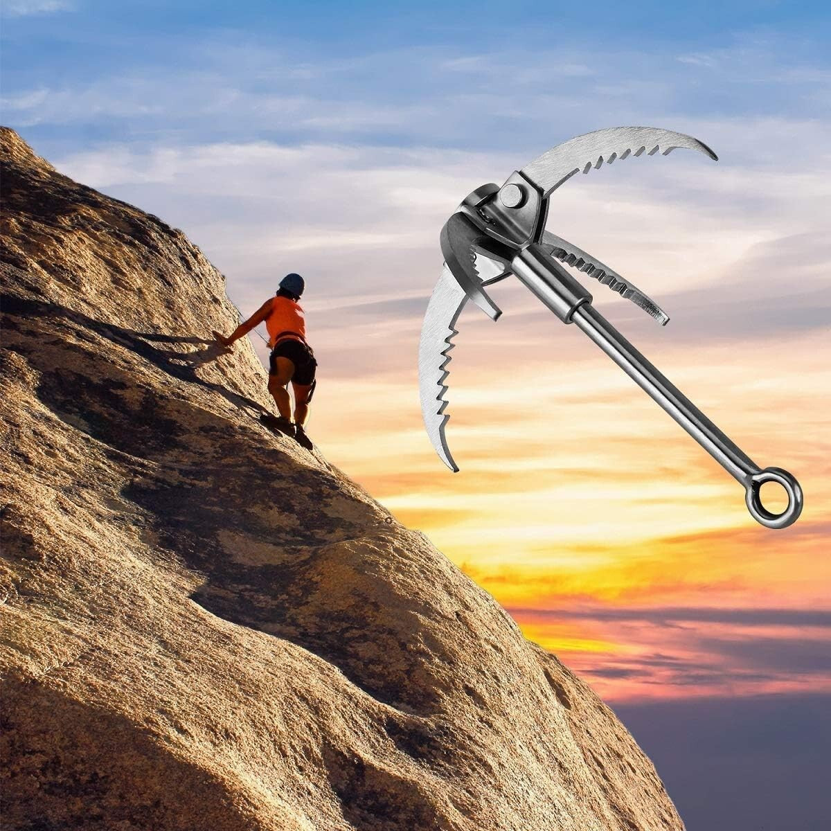 Durable Stainless Steel Grappling Hook with 4-Claw Design for Outdoor Adventures