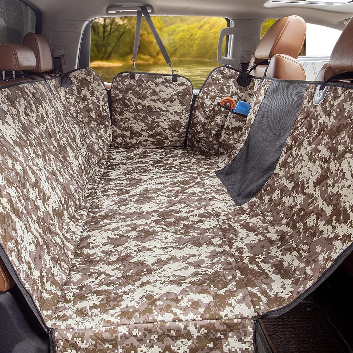 Machine Washable Dog Seat Cover with Mesh for Trucks & SUVs - Perfect for Pets