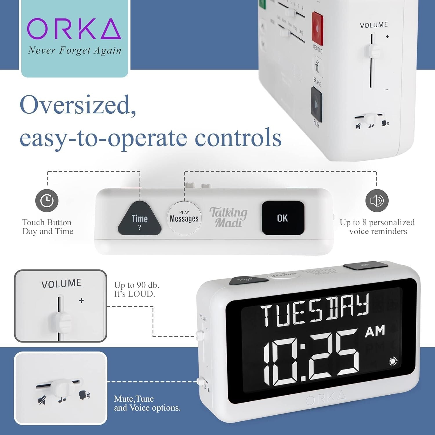 Digital Talking Clock & Pill Reminder with Adjustable Features for Elderly Care