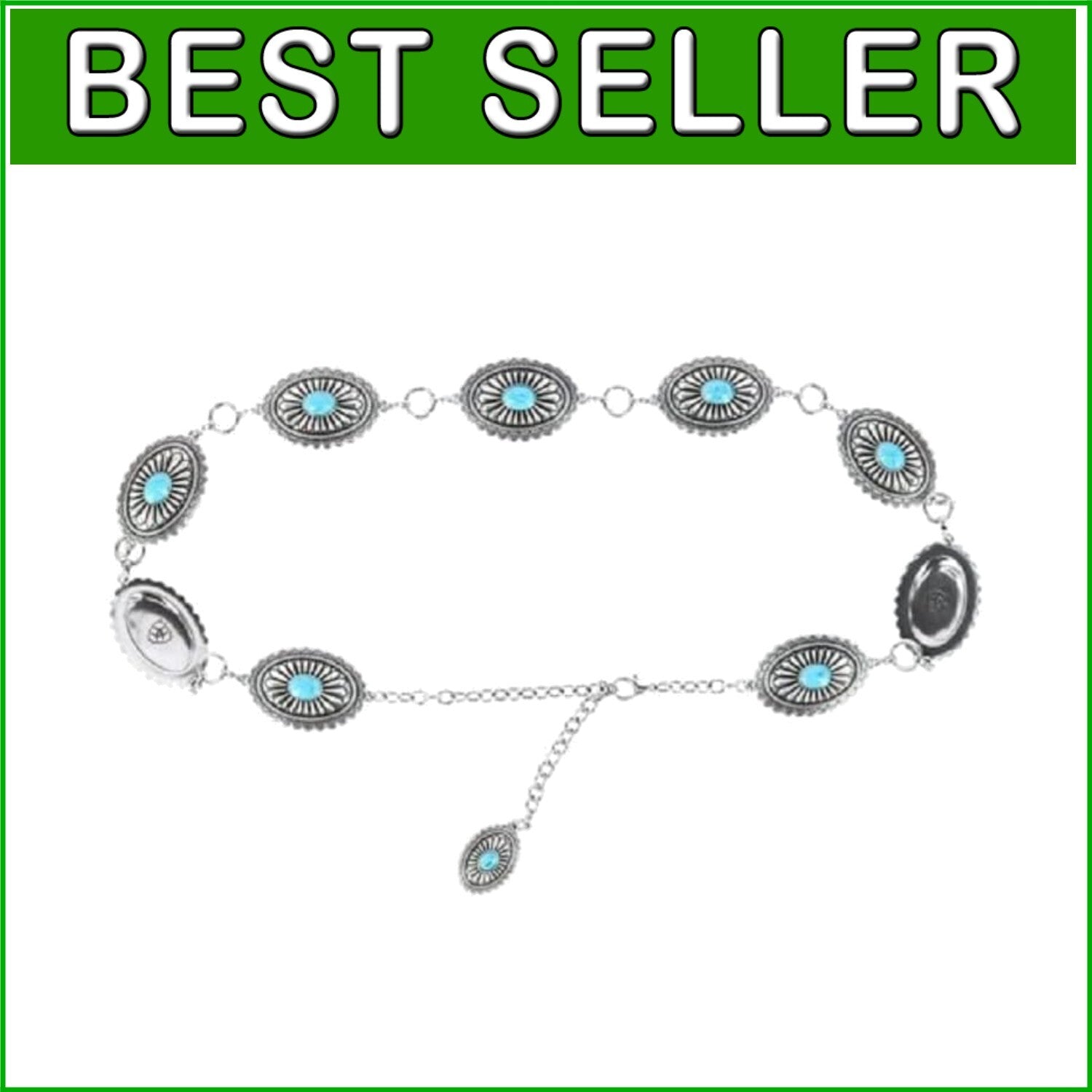 Stylish Women's Silver Concho Belt with Black Center Stones for Western Charm
