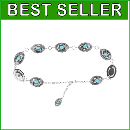 Stylish Women's Silver Concho Belt with Black Center Stones for Western Charm