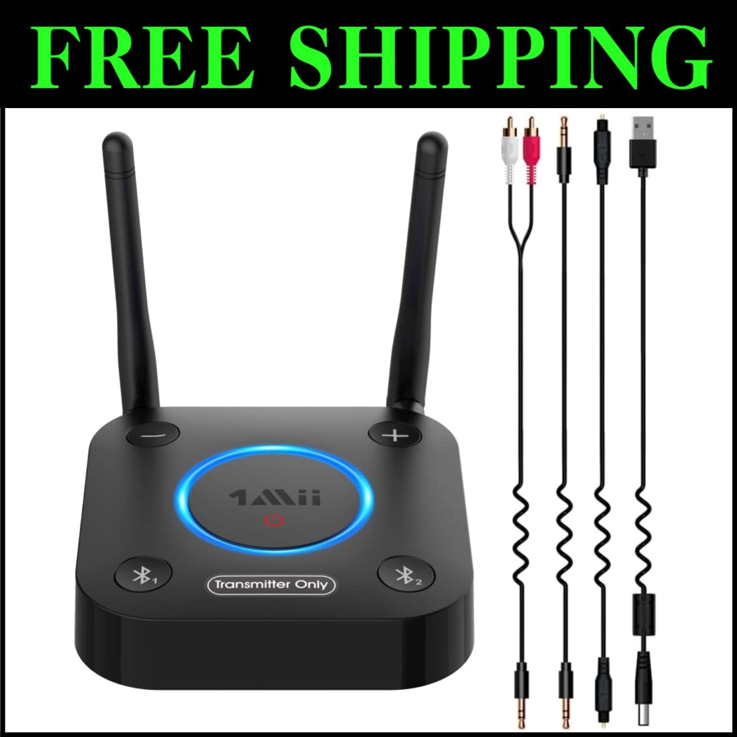 Compact Bluetooth Transmitter for TV - Supports Two Headphones Simultaneously